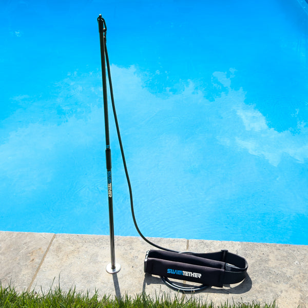 Swim Tether ST2 Tether System installed poolside