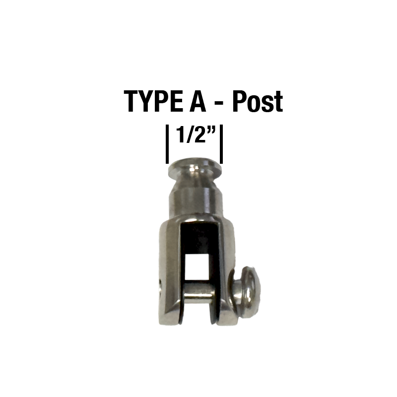 Type A stainless steel row bar post — half inch diameter