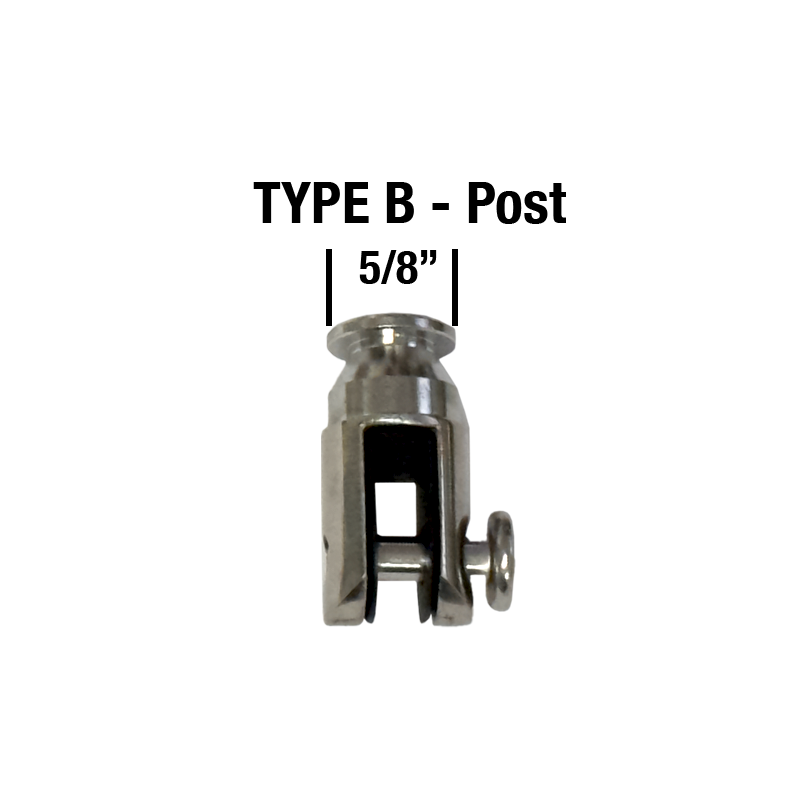 Type B stainless steel row bar post — five-eighths inch diameter