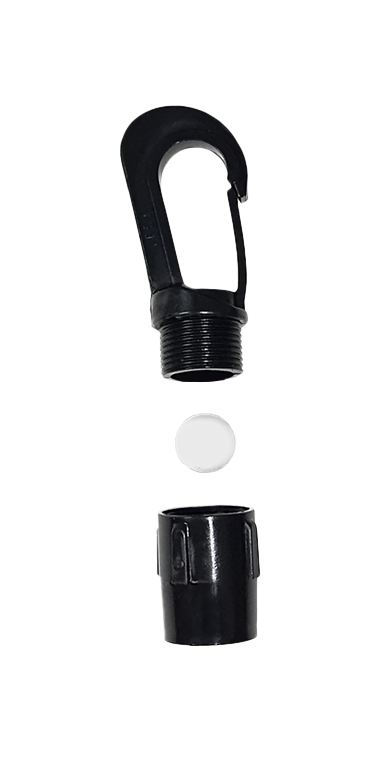 Stretch cord end parts: the hook, the ball, and the collar